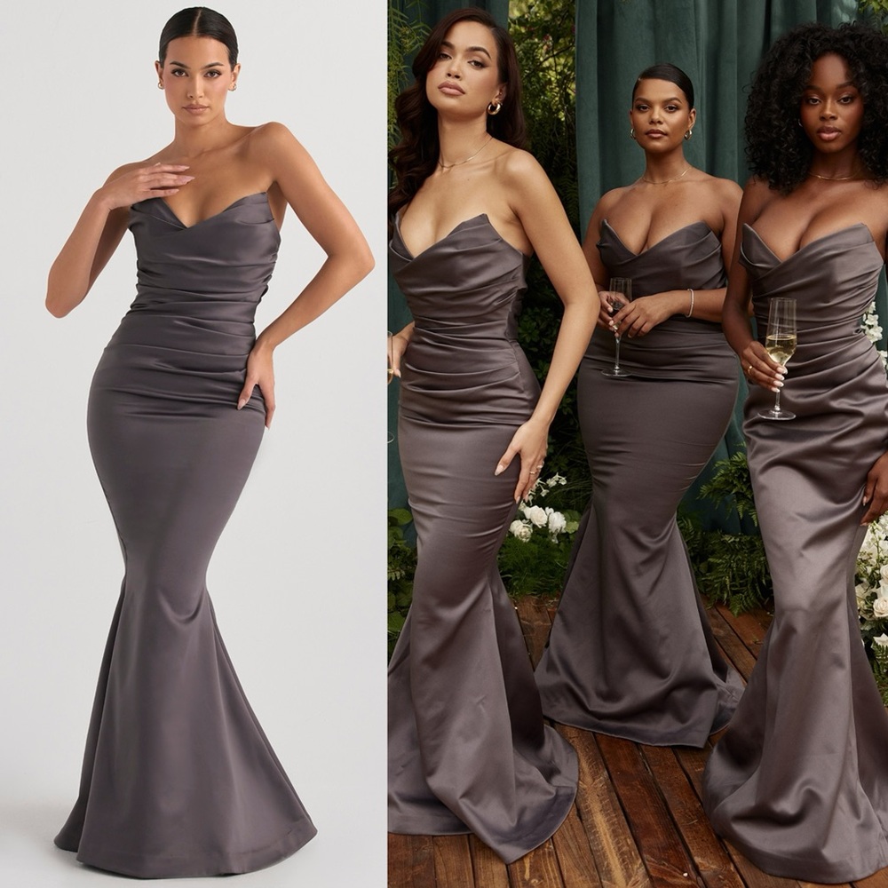 House of CB 'Fleur' Shadow Maxi Strapeless Bridesmaid Gown
